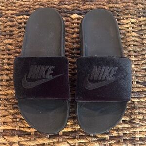 Nike Black Velvet Slide Sandals